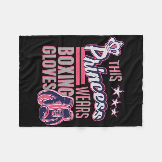 このプリンセスはボクシング手袋のボクシングギフトを着用 フリースブランケット (正面(横))