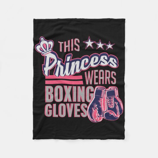 このプリンセスはボクシング手袋のボクシングギフトを着用 フリースブランケット (正面)