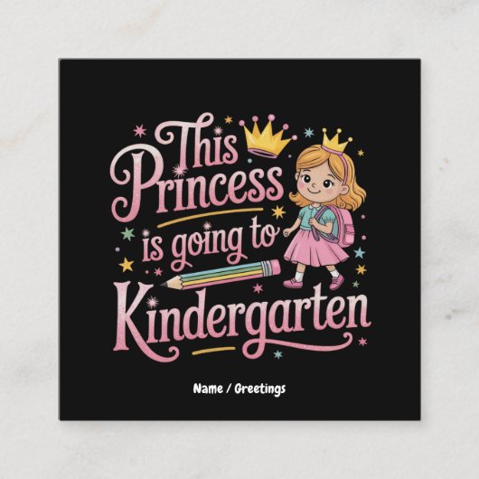 このプリンセスは幼稚園かわいい贈り物に行く スクエア名刺 (正面)