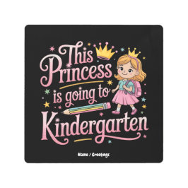 このプリンセスは幼稚園かわいい贈り物に行く メタルプリント