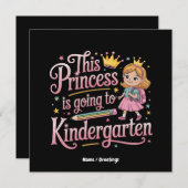 このプリンセスは幼稚園かわいい贈り物に行く 招待状 (正面/裏面)