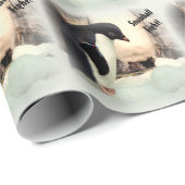 このペンギンの雪合戦をパーソナライズ ラッピングペーパー (ロールコーナー)