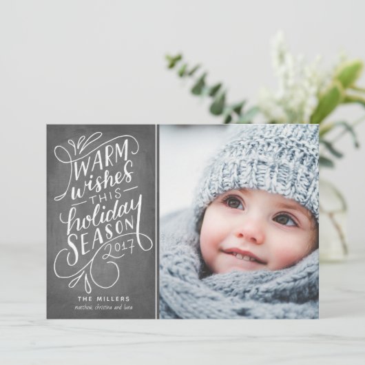 このホリデーシーズンにぴったりな手描きレターの1枚写真カード シーズンカード (スタンド正面)