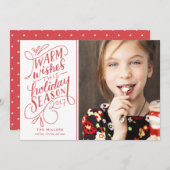 このホリデーシーズンにぴったりな手書き文字の1枚写真カード シーズンカード (正面/裏面)