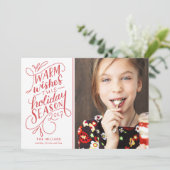 このホリデーシーズンにぴったりな手書き風デザインの写真入りグリーティングカード シーズンカード (スタンド正面)