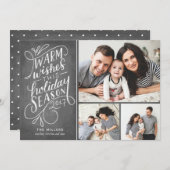 このホリデーシーズンにぴったりな手書き風デザインの3枚写真カード シーズンカード (正面/裏面)