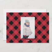 このホリデーシーズンにぴったりな、手描きのオシャレな写真付きプレイドカード シーズンカード (裏面)