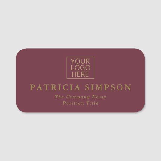 このボルドーはっきりしたと金ゴールドで陳述 名札 (正面)