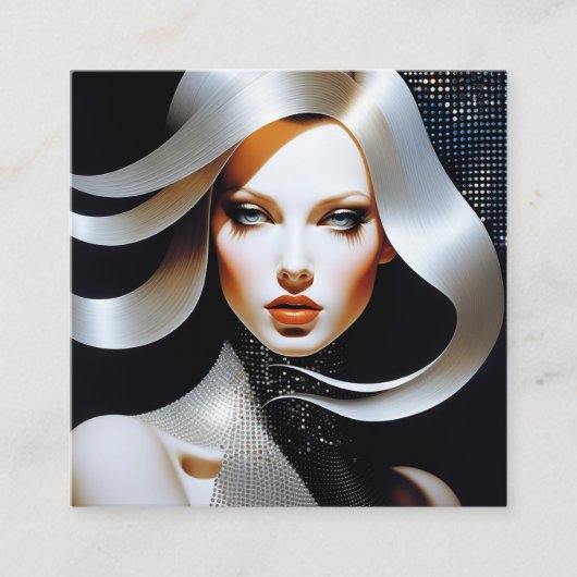 このポートレートの女はミニマル両方の色だ スクエア名刺 (正面)
