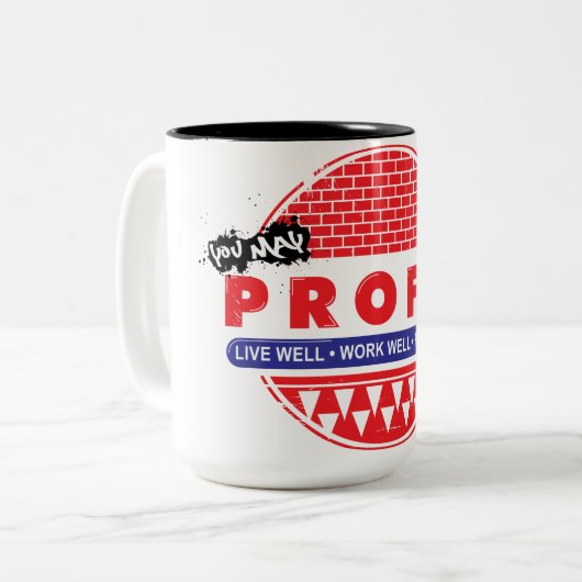 このマグによる利益(よく住みますか、または働かせますか、または揺すって下さい) ツートーンマグカップ (正面左)