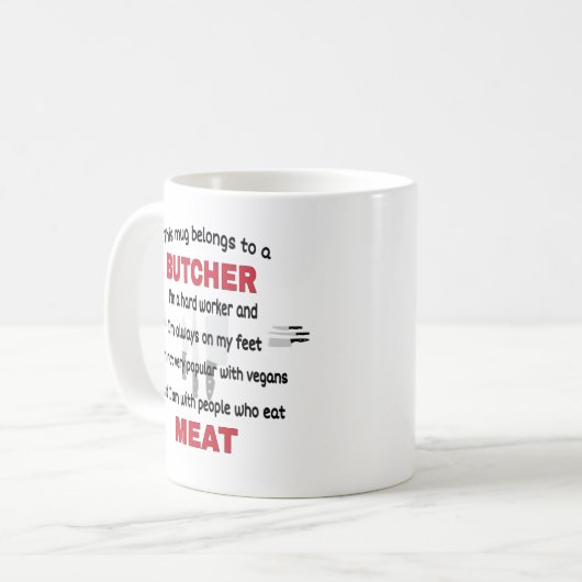   このマグは肉屋のものだ。肉屋の贈り物 コーヒーマグカップ (正面左)