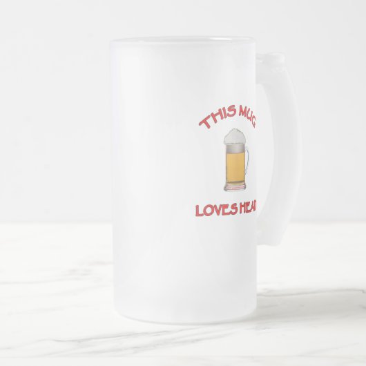このマグは頭部を愛します フロストグラスビールジョッキ (正面右)