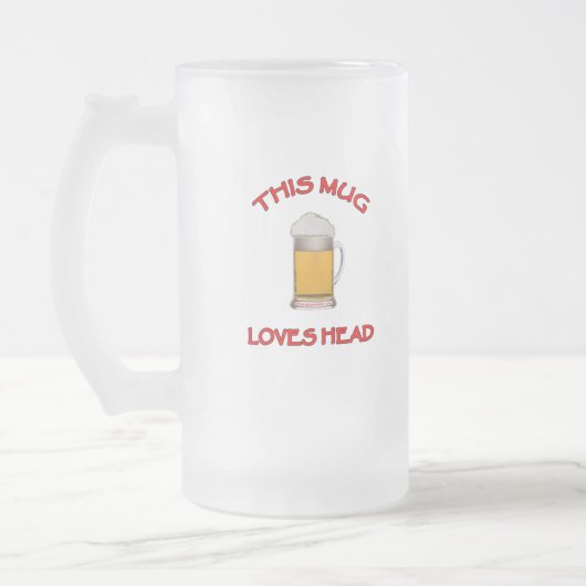 このマグは頭部を愛します フロストグラスビールジョッキ (左)
