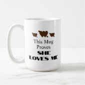 このマグカップは、彼女が私の引用文コーヒーマグカップを愛していることを証明 コーヒーマグカップ (左)