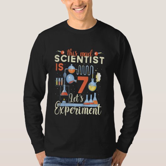 このマッドサイエンティストは7歳 科学実験しよう Tシャツ (正面)