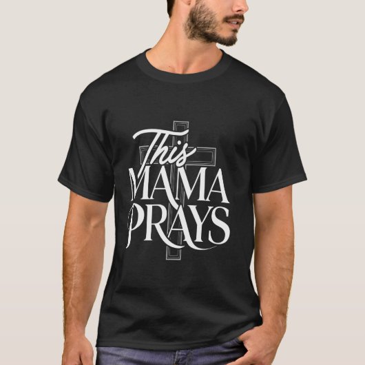 このママはイエス様に祈りを捧げる信仰深いママ 宗教的なママ Tシャツ (正面)
