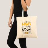 このママはビール飲みタイポグラフィママ トートバッグ (正面(商品))