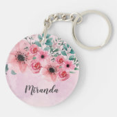 このママはピンクのフローラの水色だ キーホルダー (裏面)