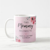 このママはピンクの水彩フローラの コーヒーマグカップ (左)