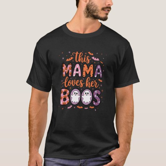 このママは彼女のボスハロウィーンブー幽霊スワ Tシャツ (正面)