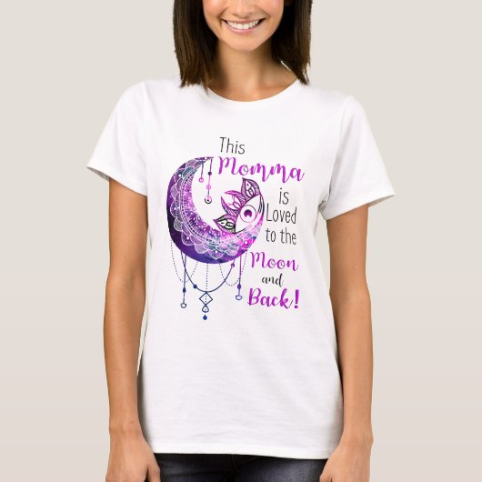 このママは月と背中に愛されている Tシャツ (正面)