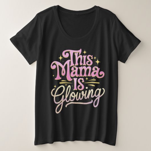 このママは輝いている お母さん 母の日 プラスサイズTシャツ (デザイン正面)