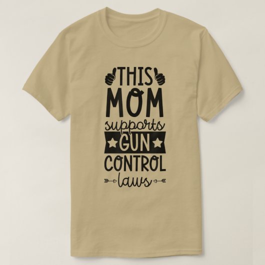 このママは銃規制法プロ銃規制をサポート Tシャツ (デザイン正面)