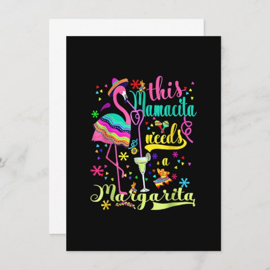 このママチタにはマルガリタフラミンゴおもしろいシンが必要 招待状 (正面/裏面)