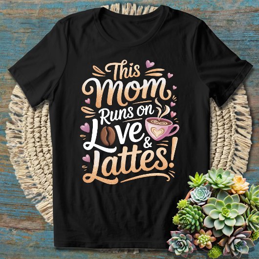 このママ走オンラブ&ラテかわいいコーヒー引用文 Tシャツ