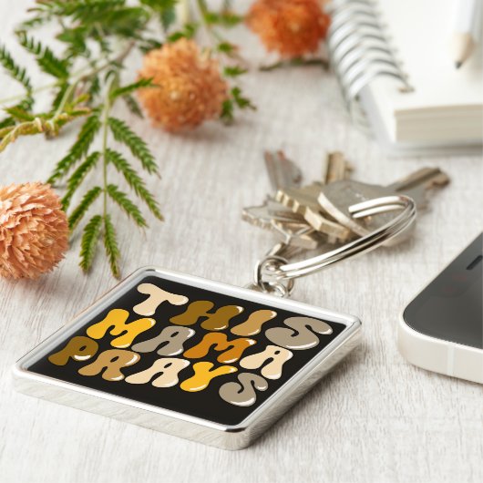 このマユニークマ祈引用文スクエアキーチェーン キーホルダー (側面)