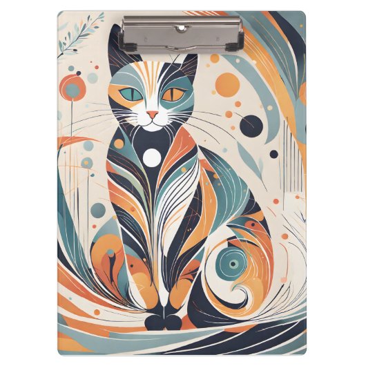 このミニマルなベクターキャットアートがスカンジナビアで大好き クリップボード (正面)
