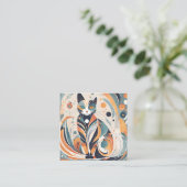 このミニマルなベクターキャットアートがスカンジナビアで大好き スクエア名刺 (スタンド正面)