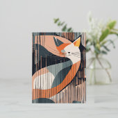 このミニマルなベクターキャットアートがスカンジナビアで大好き 箔シーズンポストカード (立ち正面)