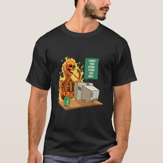 このメールが無事届きますように 従業員ドクロ Em Tシャツ (正面)