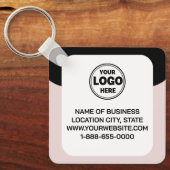 このモダンとお洒落黒 |ロゴとQRコード キーホルダー (正面)