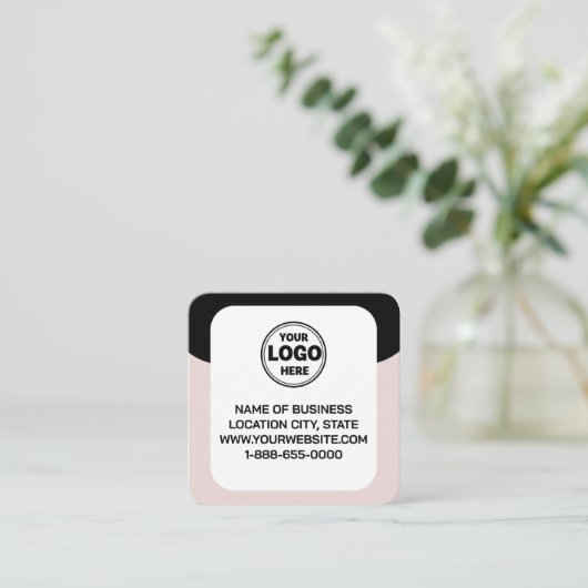 このモダンとお洒落黒 |ロゴとQRコード スクエア名刺 (スタンド正面)