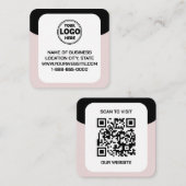 このモダンとお洒落黒 |ロゴとQRコード スクエア名刺 (正面/裏面)