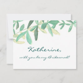 このモダンなボタニカルデザインの仲人依頼カードで私の花嫁付添人になってくれる？ 招待状