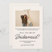 このモダンな写真フレームで私のブライズメイドになってくれる? 招待状 (正面/裏面)