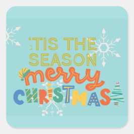 このモダン季節のおもしろいのクリカラフルスマス スクエアシール