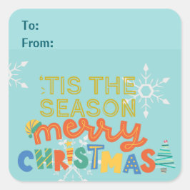 このモダン季節のおもしろいのクリカラフルスマス スクエアシール