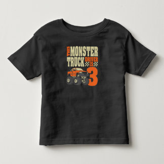 このモンスタートラックの運転者は3誕生日です トドラーTシャツ