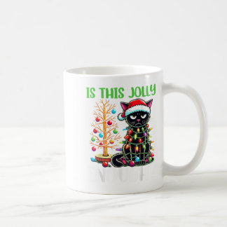 このユーモアは十分ですか 面白い黒猫のクリスマスツリー コーヒーマグカップ