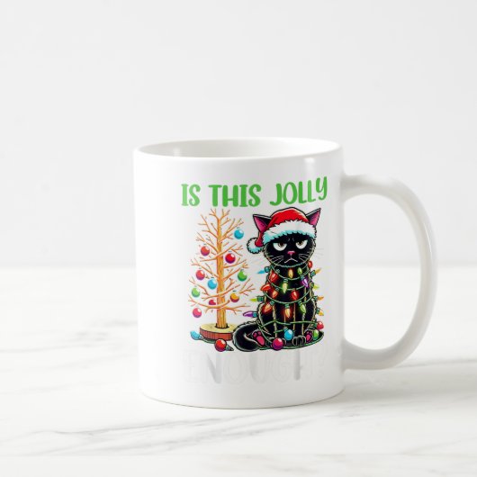 このユーモアは十分ですか 面白い黒猫のクリスマスツリー コーヒーマグカップ (右)