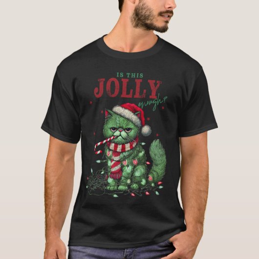 このユーモアは十分?むくれたホリデーキャット Tシャツ (正面)
