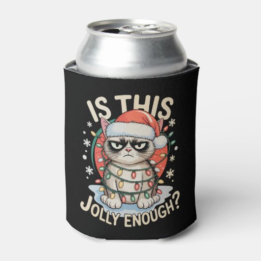 このユーモアは十分？楽しいネコのクリスマス 缶クーラー (缶正面)