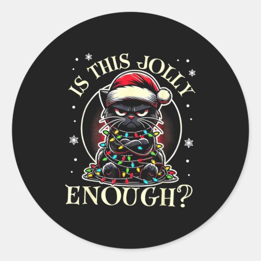 このユーモアは十分?面白い猫のクリスマス・ミーム ラウンドシール (正面)