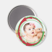 このラウンドクリスマスフォトマグネットをパーソナライズ マグネット (正面/裏面)