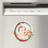 このラウンドクリスマスフォトマグネットをパーソナライズ マグネット (インサイチュ (食洗機))