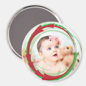このラウンドクリスマスフォトマグネットをパーソナライズ マグネット (正面/裏面)